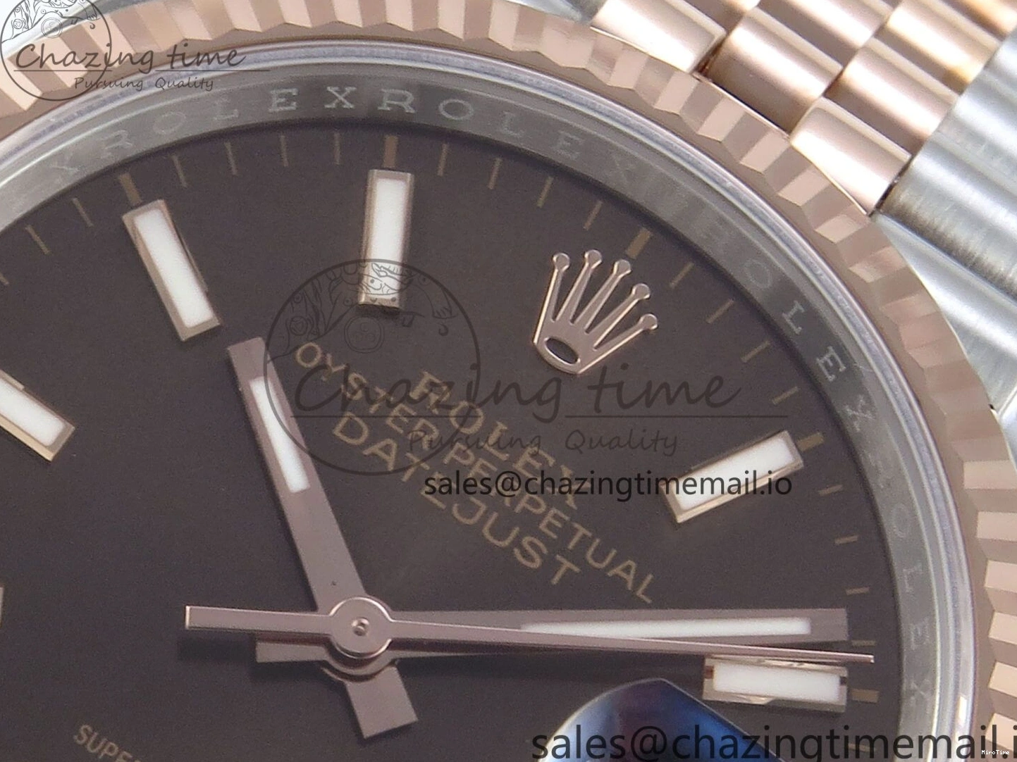 MiroTime 0204 SmoothTexture DateJust 36 126231 EWEF Best Edition Brown Dial Stick Marker on SS RG Jubilee Bracelet A 592